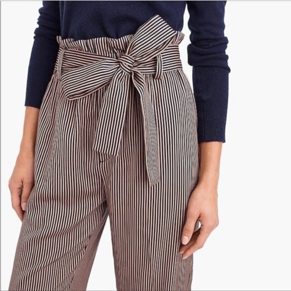 J. Crew Point Sur Paper Bag Wide Leg Striped Pants Size 12 petite